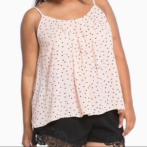 Torrid Heart Print Georgette CrissCross Cami